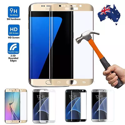 Curved Full Cover Tempered Glass Screen Protector Samsung S7 S6 Note Edge & Plus • $8.99