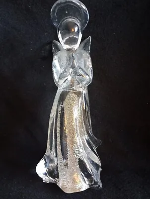 Vintage Murano Style Clear Art Glass Angel W/ Silver Flecks Paperweight Figurine • $14.99
