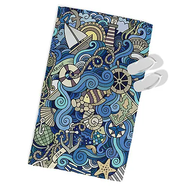 Marine Nautical Fish MICROFIBRE BEACH TOWEL Designer Blue • £22.99