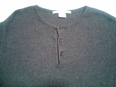 Perry Ellis Collarless Shirt Size S Small Brown Long Sleeve Cotton Blend • $18.50