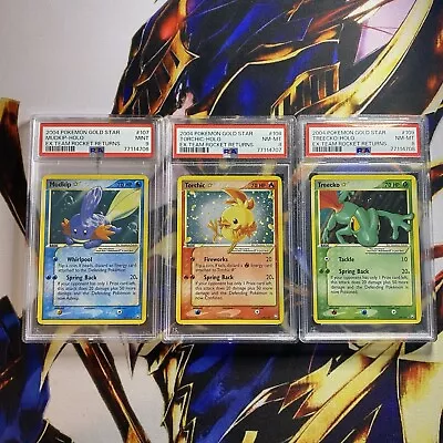 Gold Star Mudkip PSA 9 Gold Star Torchic PSA 8 Gold Star Treeko PSA 8 Seq Cert • $5999.99