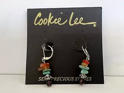 Cookie Lee Jewelry Earrings 89077 Semi-Precioius Stones Multi Colored New • $10