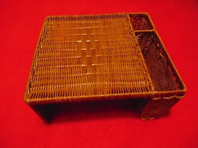 CHILD's Breakfast In Bed Brown Wicker Rattan Serving Lap Bed Table - Vintage • $25.95