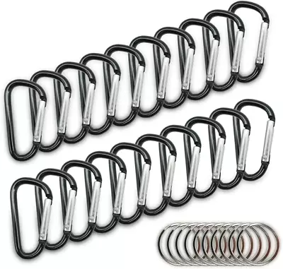 20PCS Mini 1.85 /4.7CM Aluminum Carabiners With 10PCS Nickel Metal Key Rings  • $7.56