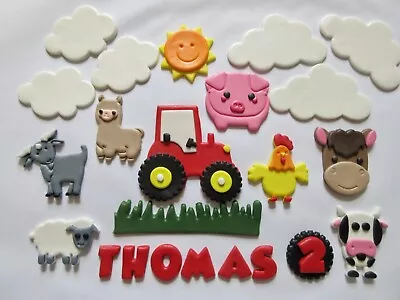 Farm Animals Cake Topper Personalised. Edible Farm Cake Decorations Fondant Farm • £31