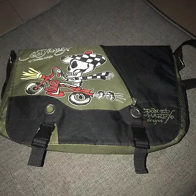 Ed Hardy By Christian Audigier Messenger Laptop Bag Speedy Skeleton Canvas • $39.99