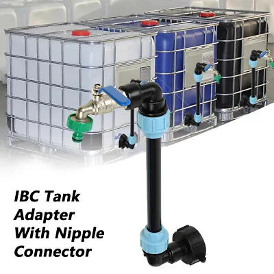3/4  IBC Tank Gooseneck Outlet Tap Rain Barrel Rainwater Container Adapter Set • £14.69