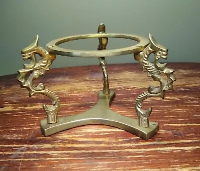 Vintage Brass Dragon Display Stand Crystal Ball Or Orb Holder Made In India • $28.75