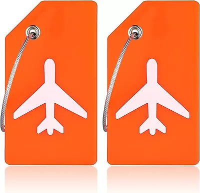 Luggage Tag With Name ID Card 2 Pcs Luggage Tags For Suitcases Flexible Silicon • £6.22