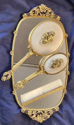 Vintage~Matson~557~Ormolu Gold Tone~ Vanity Mirror~Perfume Tray Set~RARE FIND!! • $127