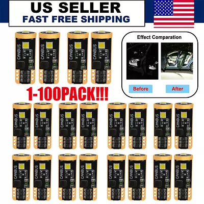 T10 LED License Plate Light Bulbs 6000K Super Bright White 168 2825 194 • $110.99