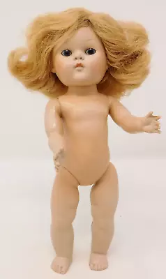 VNTG 1950s Vogue Ginny Strung Blonde Curly Doll Transitional Tri Color Eyes • $49.99