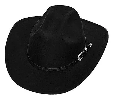Western Cowboy Hat For Men Women - Classic Felt Wide Brim 7-7 1/4 Black Pack Of1 • $19.99