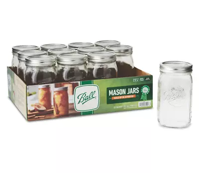 Ball 67000 Wide Mouth Mason Jars Quart (32 Oz) Box Of 12 Canning Supplies • $14.40