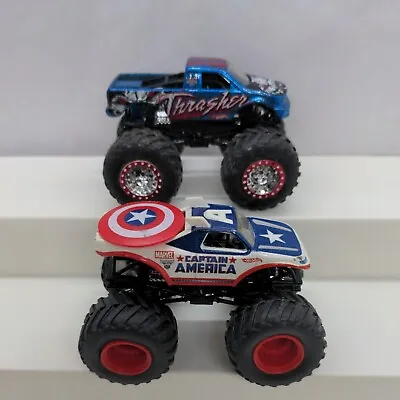 Hot Wheels Monster Jam Captain America Marvel Monster Jam Truck Thrasher Lot • $25