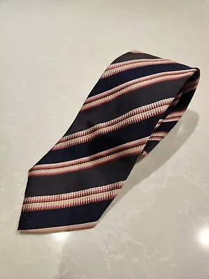 Beautiful PAL ZILERI 100% Silk Navy Blue / Pink Striped Neck Tie Made In Italy • $9.99