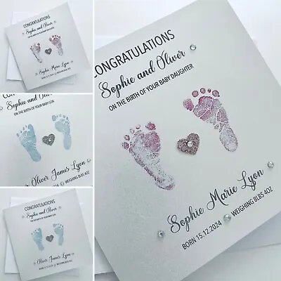 Personalised New Baby Card Welcome New Born Baby Girl Or Boy Birth Greeting Card • £4.25