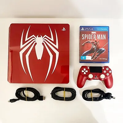 $418.88 • Buy 1TB Spider-Man Playstation 4 PS4 Slim Console + Controller - Tested & Working