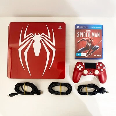 $418.88 • Buy 1TB Spider-Man Playstation 4 PS4 Slim Console + Controller - Tested & Working