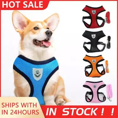 Puppy Dog Pet Harness Soft Mesh Fabric Adjustable Breathable With Clip • £3.19