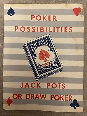 Poker Possibilities Jack Pots Or Draw Vintage Bicycle Playing Cards Pamphlet • $7