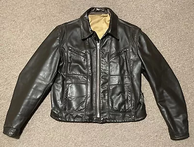 $399.99 • Buy Vintage Size 46  Schott Cafe Racer Faded Leather Jacket USA Distressed Brown