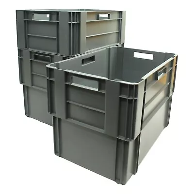 VGC Used 3 X Heavy Duty Plastic Storage Box Boxes Stackable Nestable 80L & 100L • £57.44