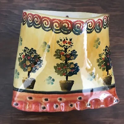 Potted Plants/Trees/Shrubs Hand Painted Wall Pocket Vase -Italy -Italian Pottery • $15