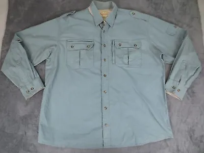 Cabela's Shirt Mens XLT Aqua Green Safari Series Military Utility Button Down * • $21.56