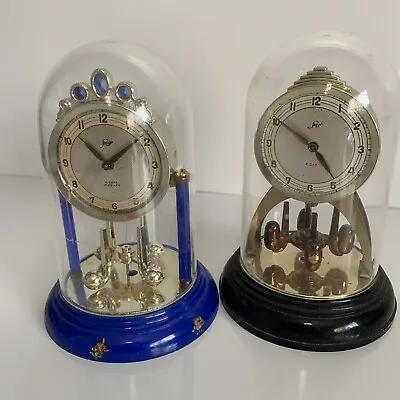 Lot Of Two Vtg Mini Staiger Book Case Clocks. 10 Day Jeweled And 8 Day • $29