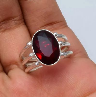 Garnet Gemstone 925 Sterling Silver Ring Mother's Day Jewelry All Size- EM-113 • $11.08