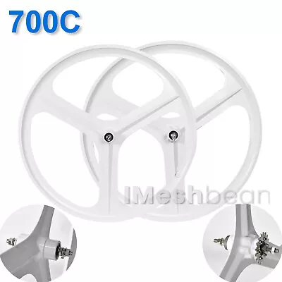 700C Single Speed Fixed Gear Wheels 3 Spoke Rim Front Rear Fixie Bicycle Wheels • $125.99