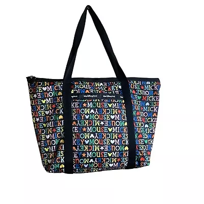 Walt Disney World Mickey Mouse Head Ears Spellout Shoulder Tote Bag Black • $29.99