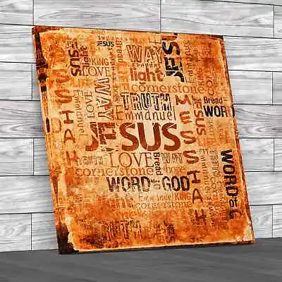 Jesus Christian Sayings Square Orange Canvas Print Large Picture Wall Art • £29.95