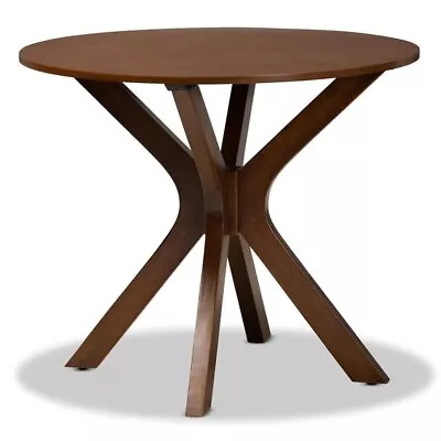 Baxton Studio Kenji Walnut Brown Finished 34-Inch-Wide Round Wood Dining Table • $137.99