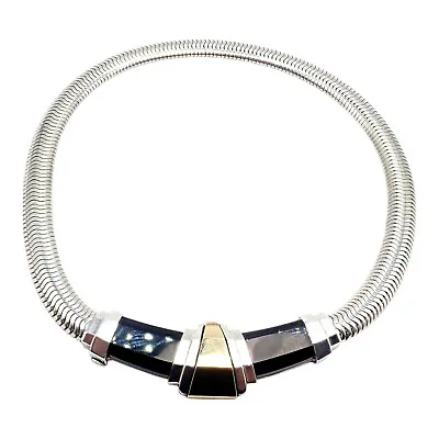 Authentic! Vintage Cartier 18k Yellow Gold + Silver Art Deco Onyx Necklace • $5000