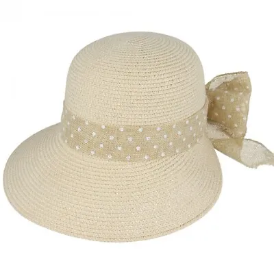 £18.50 • Buy Cloche Downtown Abbey Style Sun Straw Beach Summer Women Hat Beige