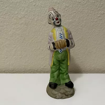 Vintage 7” Bisque Porcelain Clown Figure With Accordion Hand Painted • $9.95