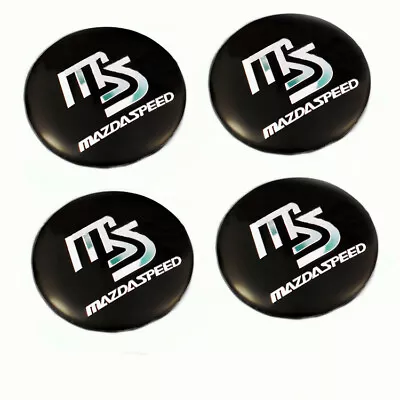 4x 56mm Black Silver Mazda MS MAZDASPEED Wheel Center Hub Cap Emblem Sticker • $10.44