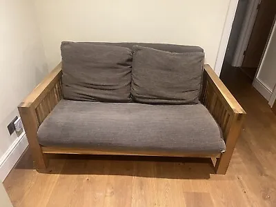 £350 • Buy Futon Company Oke Double Seater Solid Oak Wood Sofa Bed, Removable BrownCover.