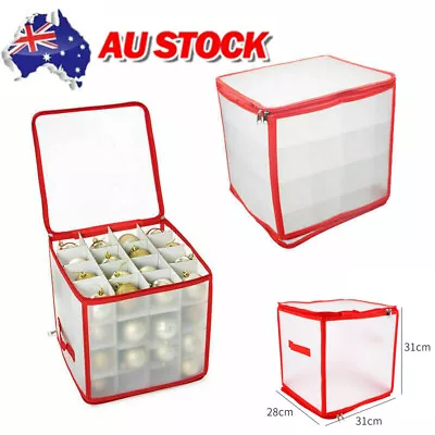 64 Baubles Storage Box Christmas Xmas Tree Decoration Organiser Bauble Bag AU  • $27.19