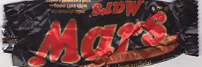 UK  1989 Mars Bar 62.5g Always Best Quality Wrapper With Creases • £2.50