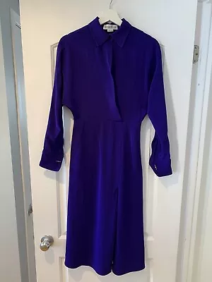 Victoria Beckham Dress Cady Midi Wrap Cobalt Electric Purple Size 2 Button Cuffs • $217.29