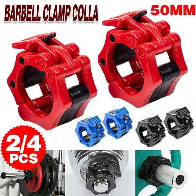 2/4PCS 50mm Barbell Clamp Collar Clip Olympic Weightlifting Lift Spring Lock • $13.28