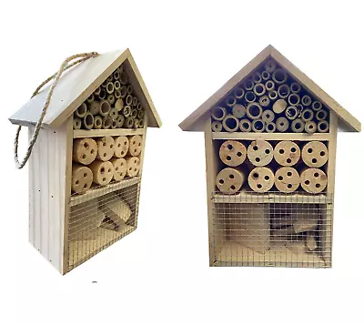 Large Hanging ECO Wooden Bee Beetle Moth & Insect House Garden Bug Wood Shelter • £7.95