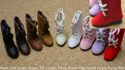 Doll Shoes 98mm SUEDE PINK  Lace Up Boots Fit 23  My Twinn Poseable  • $9.76