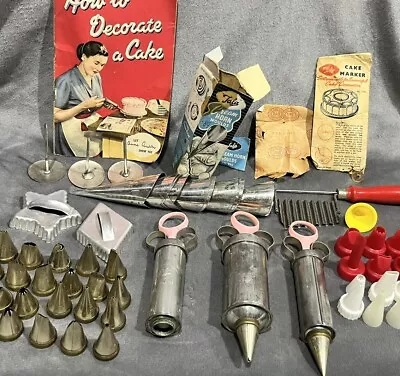 Vintage Tala Cake Decorating Tips Nozzles  Ann Anson Book Set Cream Horn Moulds • $134.99