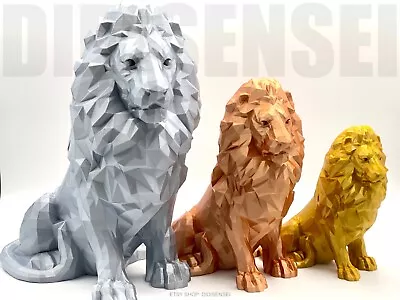 Low Poly Lion Sculpture-Minimalist Lion-6 ~12  Height-Custom Colors-3D Printed • $29.99
