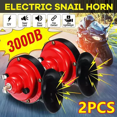 2x 12V 300DB Super Loud Train Horn Waterproof Motorcycle Car Truck SUV Boat Red • $10.90