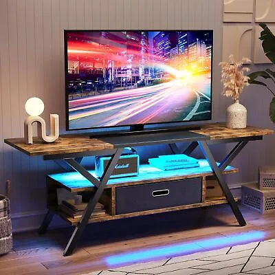 Bestier Bedroom TV Stand For 55 Inch Gaming 140CM Rustic Brown  • £142.99